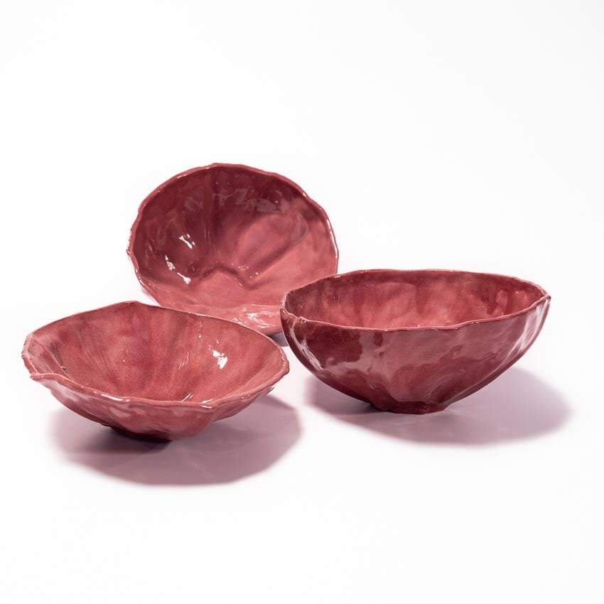 Koolschaaltjes keramiek groen of bordeaurood 13,5 cm doorsnede  Koolschaaltjes keramiek groen of bordeaurood 13,5 cm doorsnede