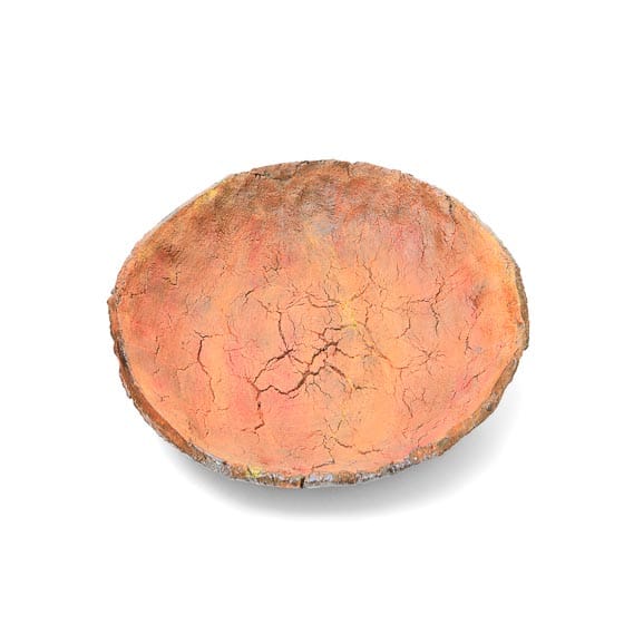 schaal_keramiek_pigmenten_oranje_geel_cadeau_ruig_zwartbakkend_mat_bijzonder_uniek_handgemaakt_dezeeltinbeeld